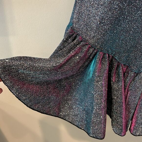 Shein Glitter Ruffled Bustier Adjustable Spaghetti Strap Mini Dress Medium - Picture 2 of 11